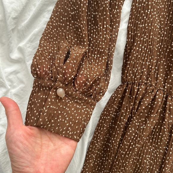 Vince Brown Long Sleeve Dress with Polka Dots - Picture 3 of 5